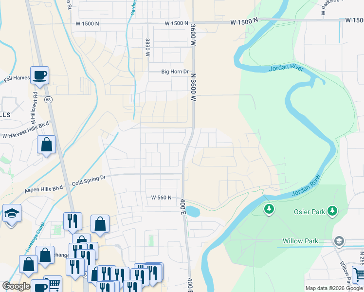 map of restaurants, bars, coffee shops, grocery stores, and more near 862 North Herman Drive in Lehi