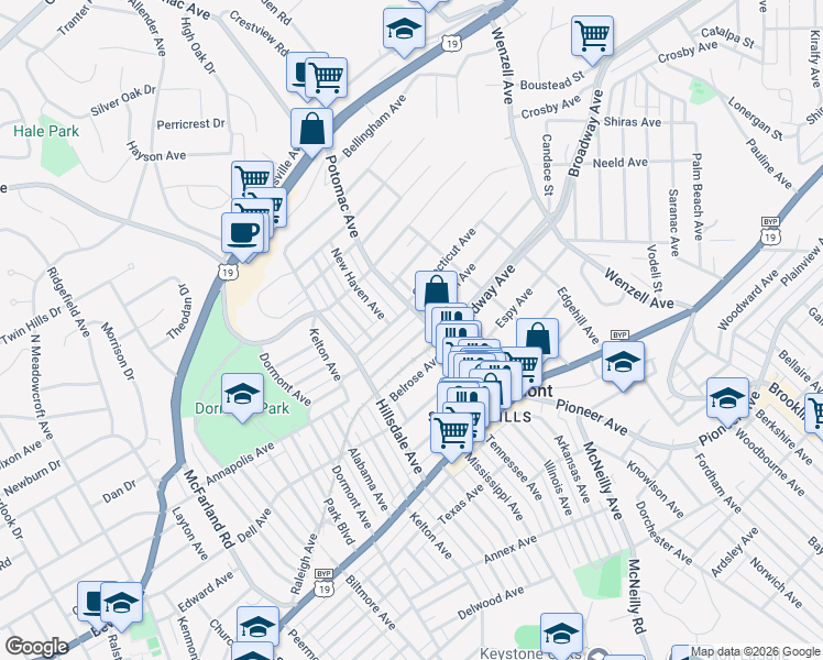 map of restaurants, bars, coffee shops, grocery stores, and more near 1625 Potomac Avenue in Pittsburgh