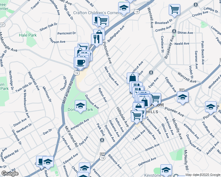 map of restaurants, bars, coffee shops, grocery stores, and more near 1683 Montpelier Avenue in Pittsburgh