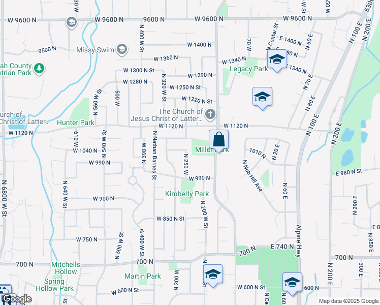 map of restaurants, bars, coffee shops, grocery stores, and more near 1054 North 250 West in American Fork