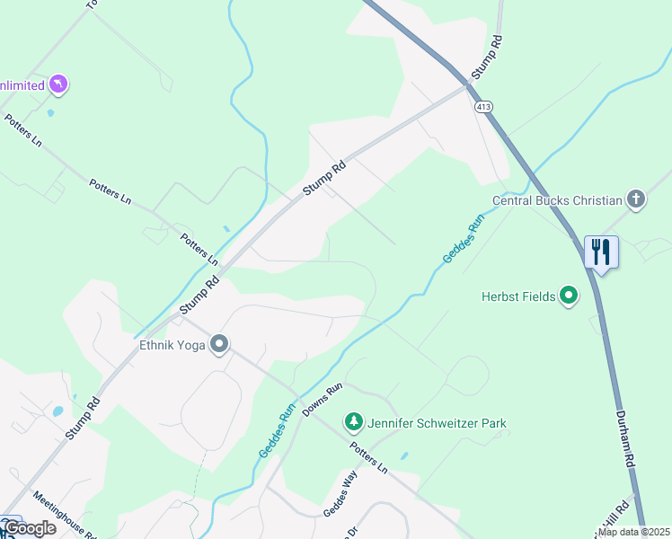 map of restaurants, bars, coffee shops, grocery stores, and more near 5790 Lexington Drive in Bucks County