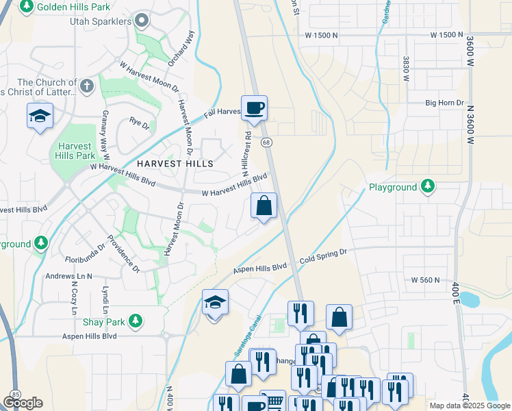 map of restaurants, bars, coffee shops, grocery stores, and more near 1948 North Crest Road in Saratoga Springs