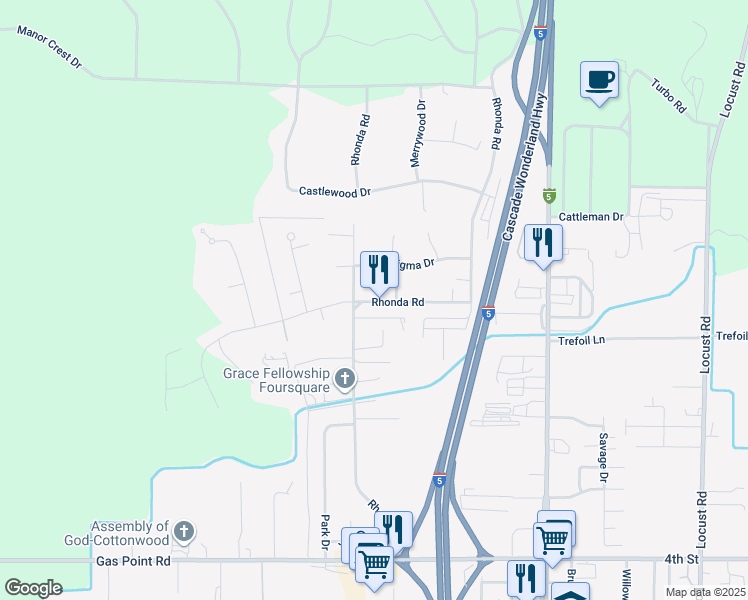 map of restaurants, bars, coffee shops, grocery stores, and more near 3766 Rhonda Rd in Cottonwood