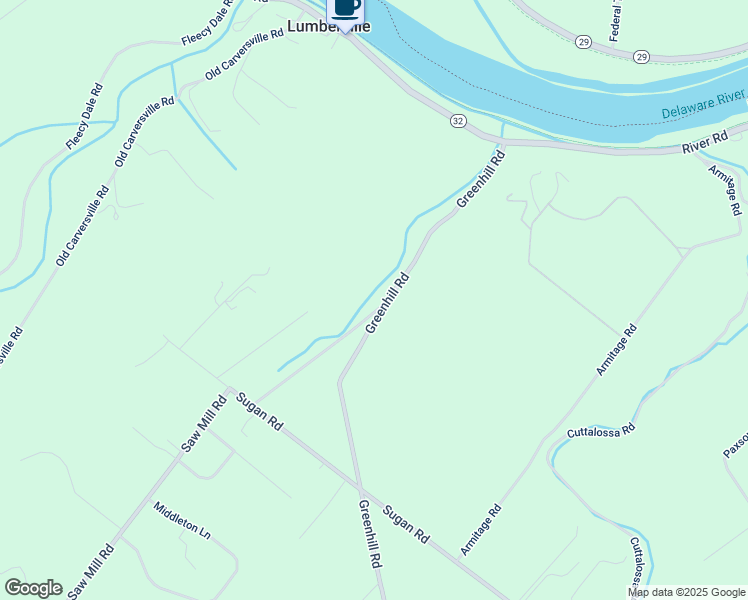 map of restaurants, bars, coffee shops, grocery stores, and more near 6597 Greenhill Road in Lumberville
