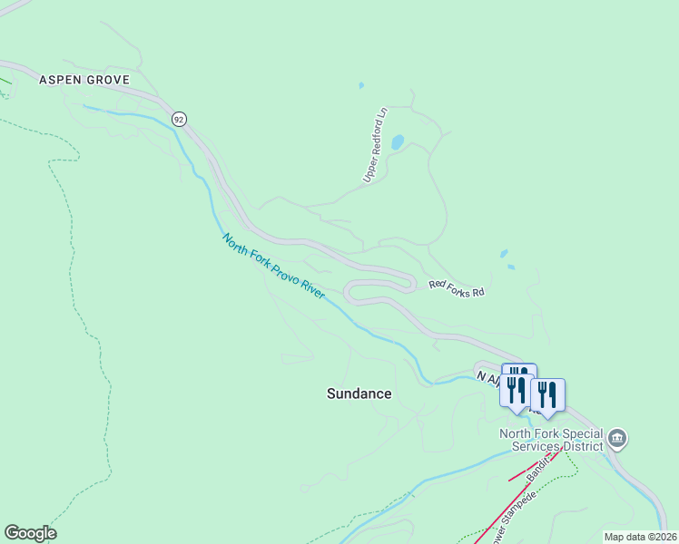 map of restaurants, bars, coffee shops, grocery stores, and more near 2942 Sunnyside Lane in Sundance