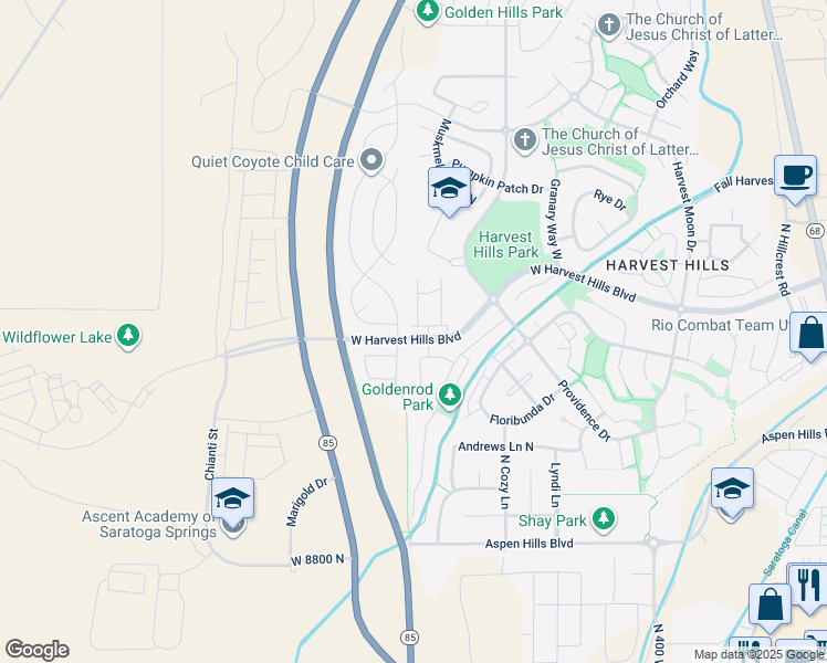map of restaurants, bars, coffee shops, grocery stores, and more near 683 West Saratoga Chase Drive in Saratoga Springs