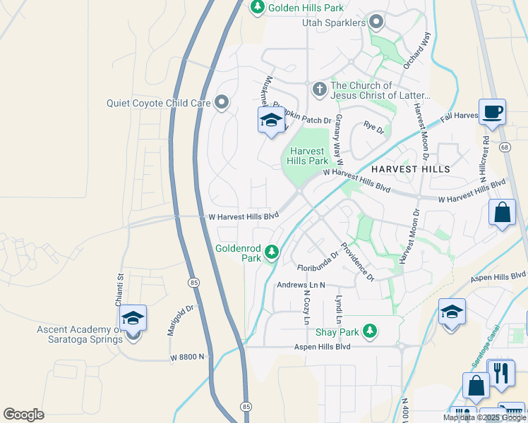 map of restaurants, bars, coffee shops, grocery stores, and more near 643 Saratoga Chase Boulevard in Saratoga Springs