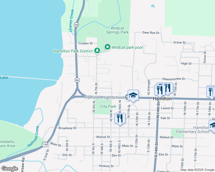 map of restaurants, bars, coffee shops, grocery stores, and more near 354-712 North 9th Street in Hamilton