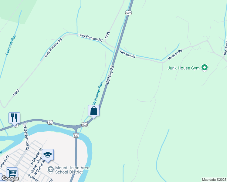 map of restaurants, bars, coffee shops, grocery stores, and more near in Mount Union