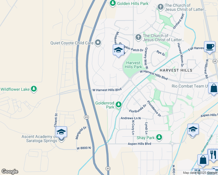 map of restaurants, bars, coffee shops, grocery stores, and more near 683 West Saratoga Chase Drive in Saratoga Springs