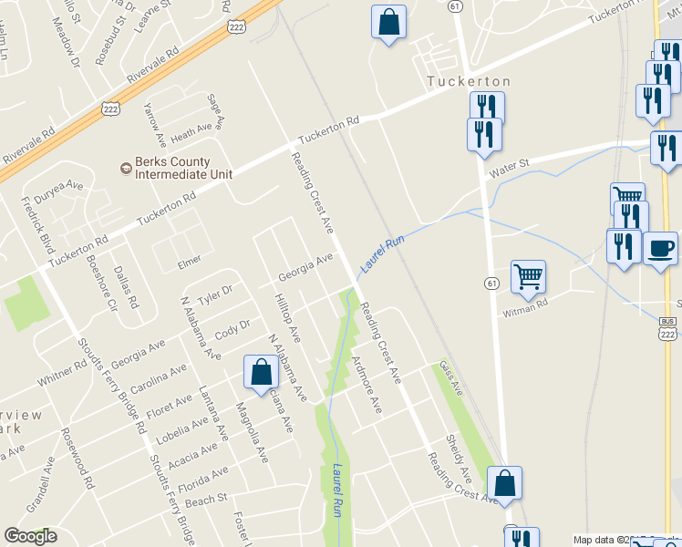 map of restaurants, bars, coffee shops, grocery stores, and more near 3904 Reading Crest Avenue in Reading