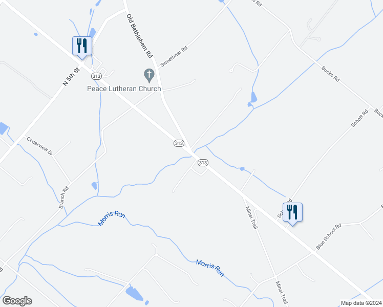 map of restaurants, bars, coffee shops, grocery stores, and more near 1926 West Dublin Pike in Perkasie