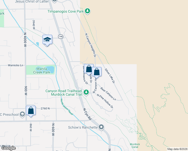map of restaurants, bars, coffee shops, grocery stores, and more near 9123 North Canyon Heights Drive in Cedar Hills