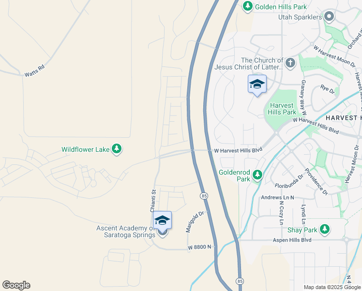 map of restaurants, bars, coffee shops, grocery stores, and more near 1923 North Lemongrass Drive in Saratoga Springs