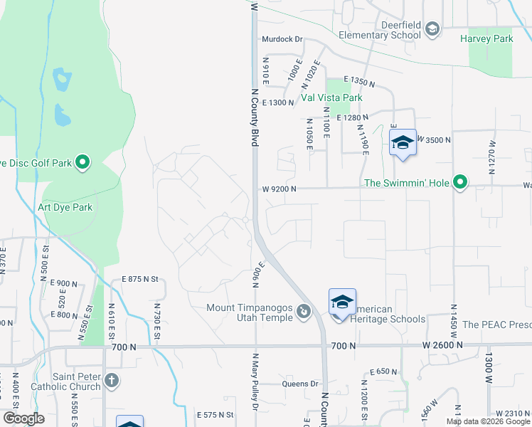 map of restaurants, bars, coffee shops, grocery stores, and more near North 930 East in American Fork