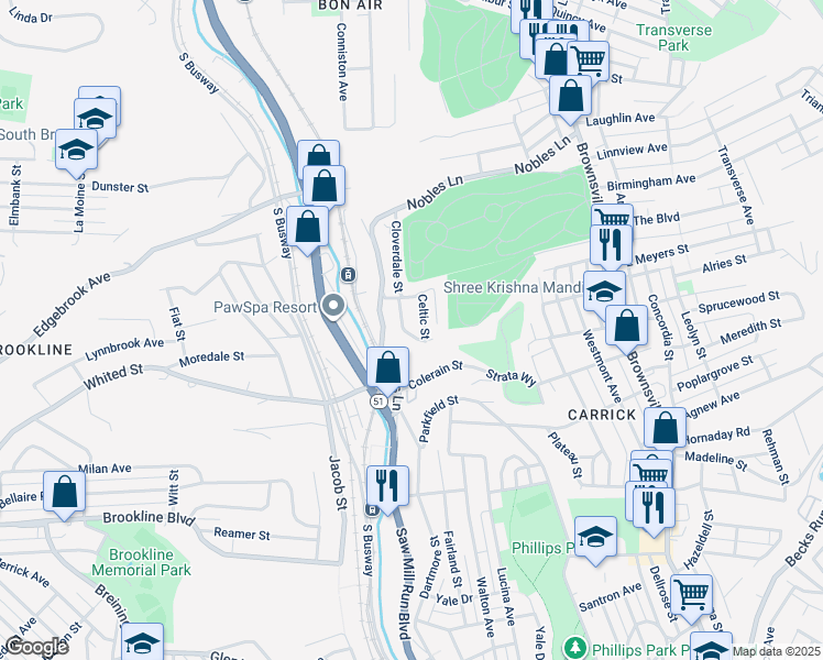 map of restaurants, bars, coffee shops, grocery stores, and more near 437 Mosgrove Street in Pittsburgh