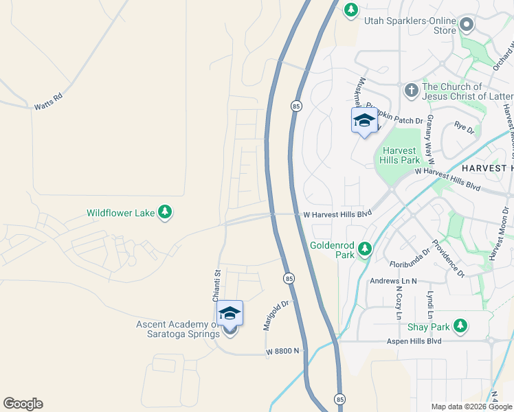 map of restaurants, bars, coffee shops, grocery stores, and more near 1923 North Lemongrass Drive in Saratoga Springs