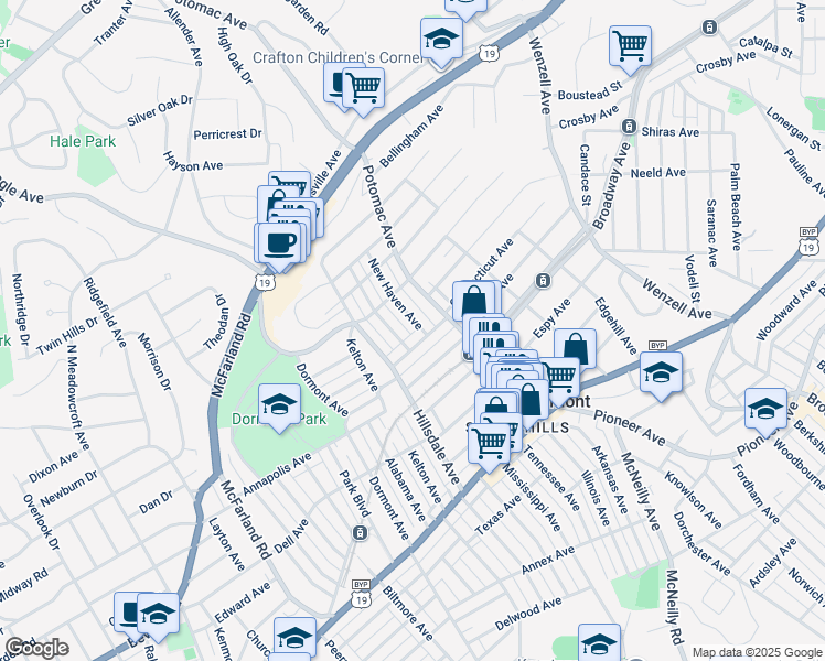 map of restaurants, bars, coffee shops, grocery stores, and more near 2938 Mattern Avenue in Pittsburgh