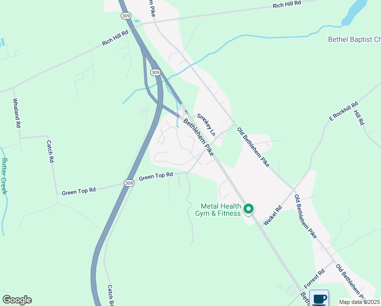 map of restaurants, bars, coffee shops, grocery stores, and more near 497 Roeder Lane in Sellersville