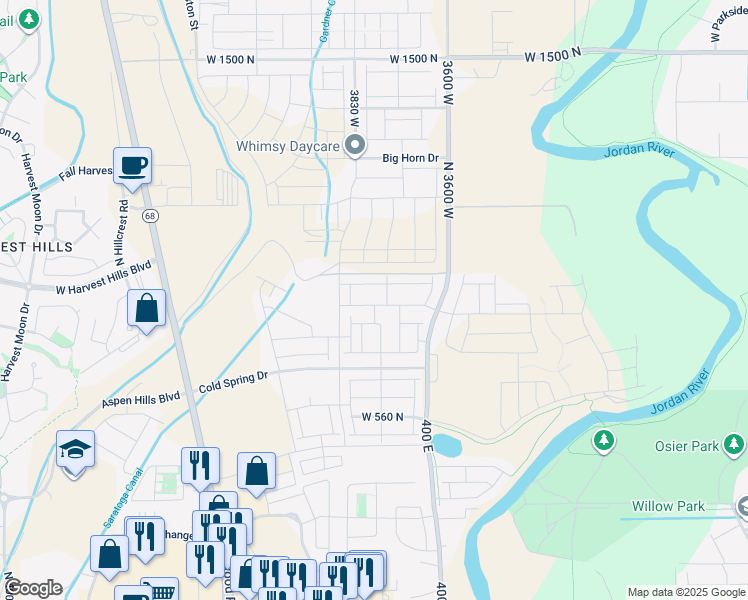 map of restaurants, bars, coffee shops, grocery stores, and more near 3828 West 860 North in Lehi