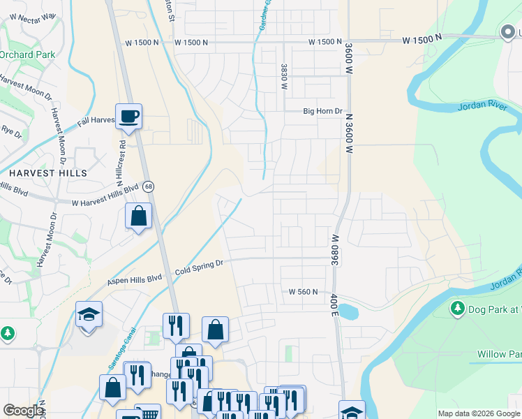 map of restaurants, bars, coffee shops, grocery stores, and more near 879 Canvasback Drive in Lehi