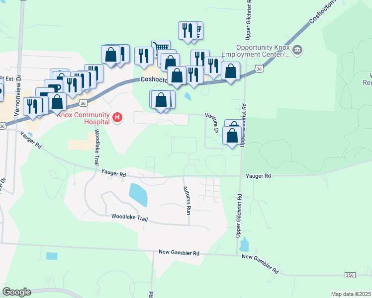 map of restaurants, bars, coffee shops, grocery stores, and more near 1575 Yauger Rd in Mt Vernon