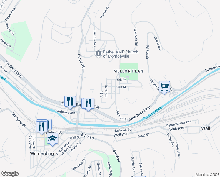 map of restaurants, bars, coffee shops, grocery stores, and more near 2686 4th St in Monroeville
