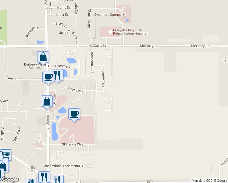 map of restaurants, bars, coffee shops, grocery stores, and more near 3992 Abraham Ct in Lafayette