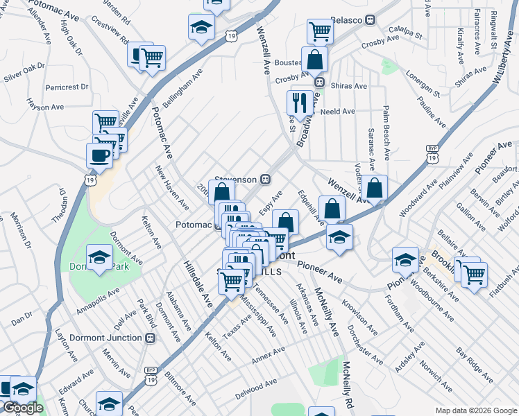 map of restaurants, bars, coffee shops, grocery stores, and more near 2810 Espy Avenue in Pittsburgh