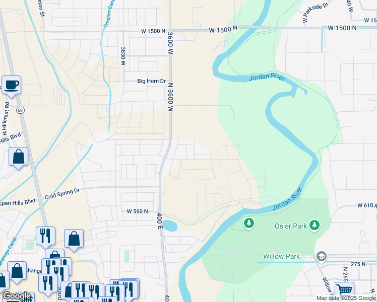 map of restaurants, bars, coffee shops, grocery stores, and more near 862 North 3540 West in Lehi