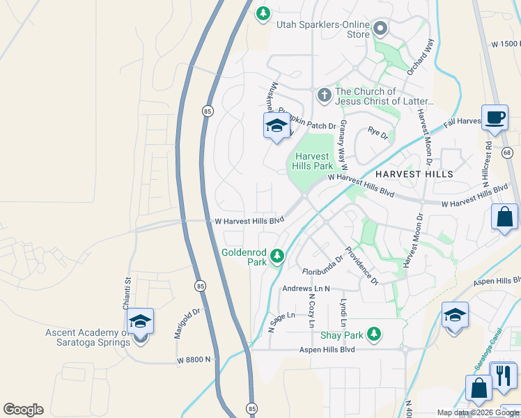 map of restaurants, bars, coffee shops, grocery stores, and more near 1986 Belmont Drive in Saratoga Springs