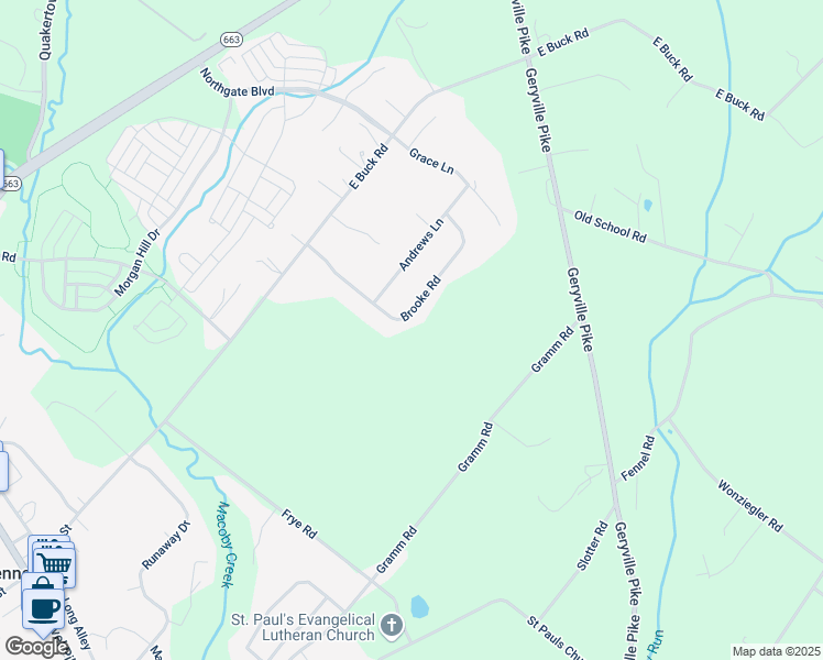 map of restaurants, bars, coffee shops, grocery stores, and more near 2522 Brooke Road in Pennsburg