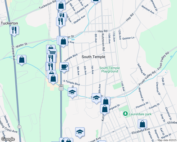 map of restaurants, bars, coffee shops, grocery stores, and more near 603 Park Ave in Temple