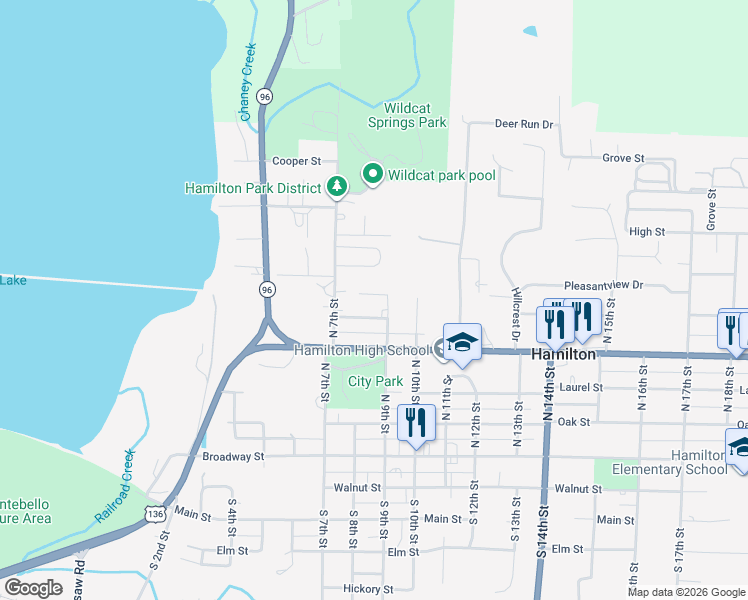 map of restaurants, bars, coffee shops, grocery stores, and more near 354-712 North 9th Street in Hamilton