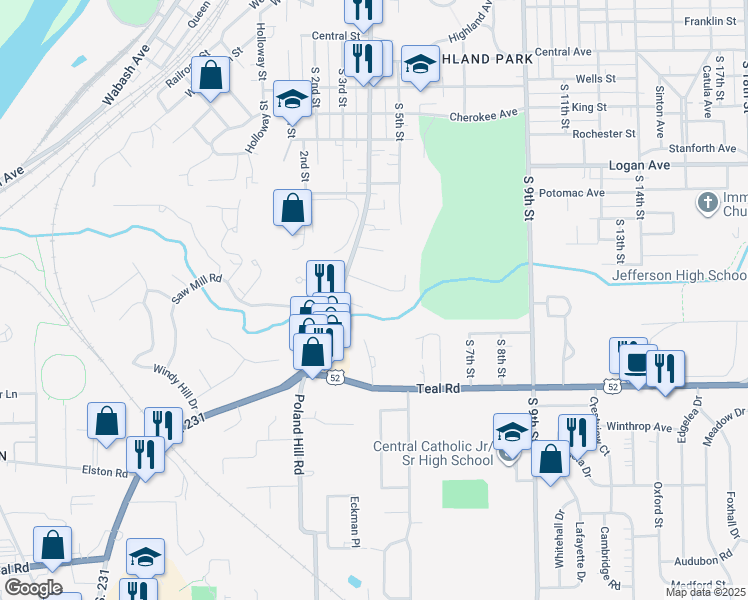 map of restaurants, bars, coffee shops, grocery stores, and more near 30 La Rosa Court in Lafayette