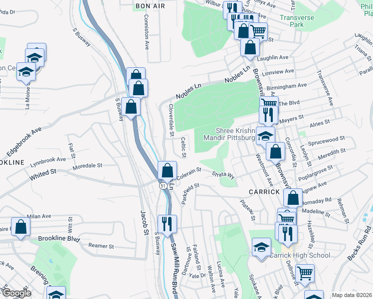 map of restaurants, bars, coffee shops, grocery stores, and more near 437 Mosgrove Street in Pittsburgh