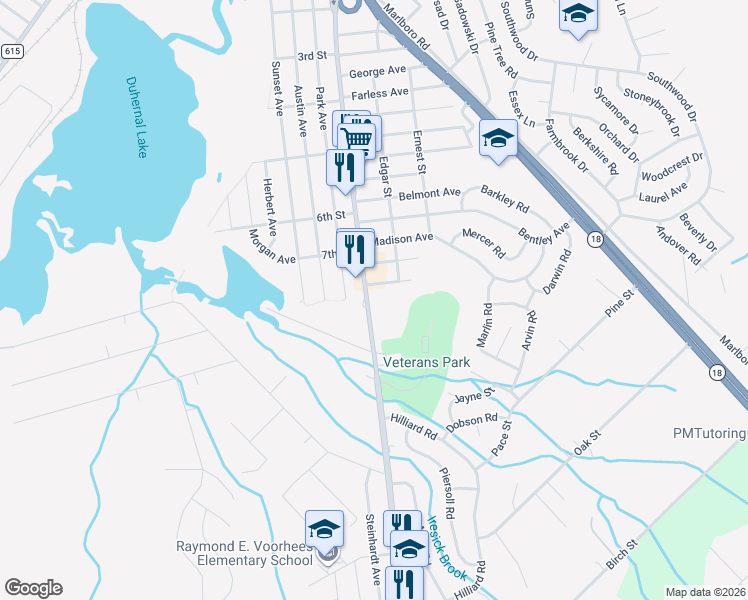 map of restaurants, bars, coffee shops, grocery stores, and more near 1212 Englishtown Road in Old Bridge