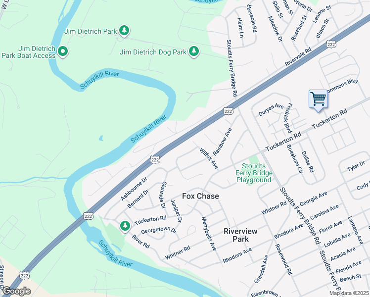 map of restaurants, bars, coffee shops, grocery stores, and more near 1105 Showers Lane in Reading