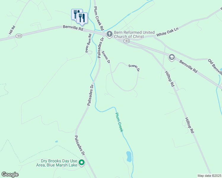 map of restaurants, bars, coffee shops, grocery stores, and more near 565 Scenic Drive in Bernville