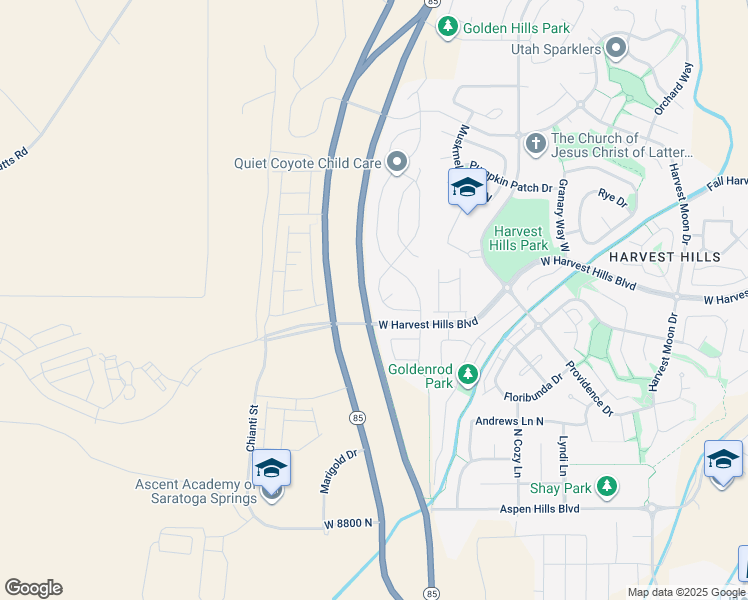 map of restaurants, bars, coffee shops, grocery stores, and more near 733 Wild Hyacinth Drive in Saratoga Springs