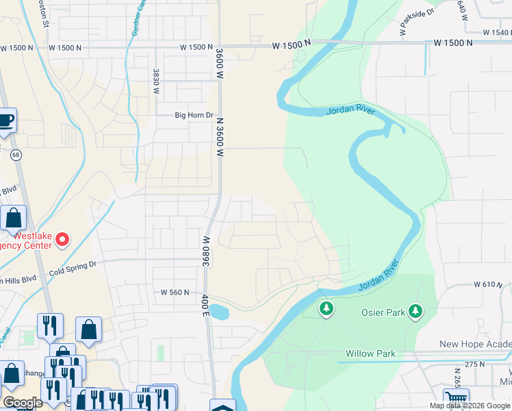 map of restaurants, bars, coffee shops, grocery stores, and more near 882 N 3490 W in Lehi
