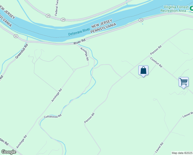 map of restaurants, bars, coffee shops, grocery stores, and more near 6694 Cuttalossa Road in New Hope