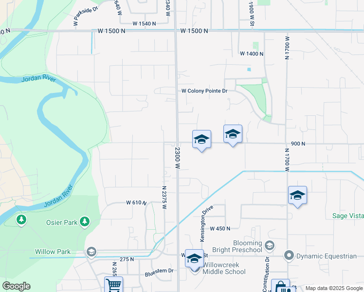 map of restaurants, bars, coffee shops, grocery stores, and more near 2277 900 North in Lehi