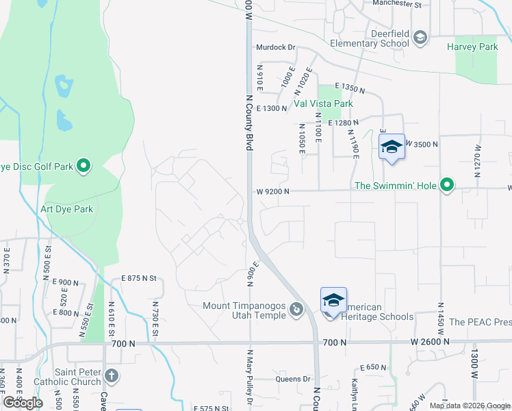 map of restaurants, bars, coffee shops, grocery stores, and more near 1077 North 950 West in American Fork