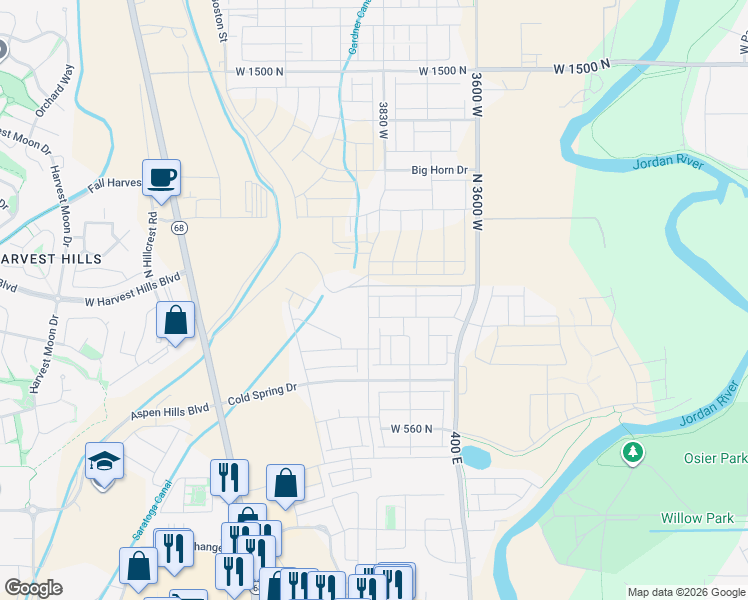 map of restaurants, bars, coffee shops, grocery stores, and more near 920 Canvasback Drive in Lehi