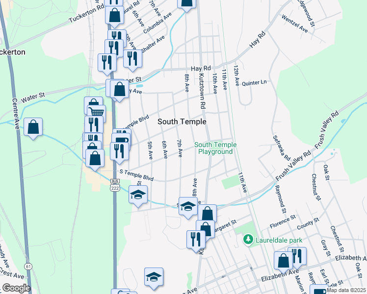 map of restaurants, bars, coffee shops, grocery stores, and more near 710 Park Avenue in Temple