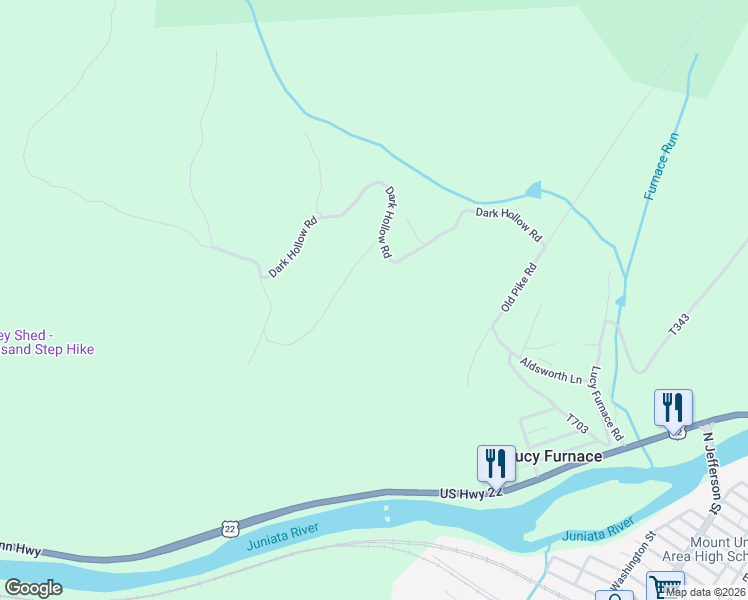 map of restaurants, bars, coffee shops, grocery stores, and more near 209 Dark Hollow Road in Mount Union