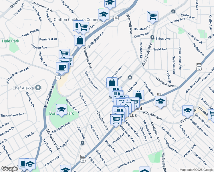 map of restaurants, bars, coffee shops, grocery stores, and more near 1644 Potomac Avenue in Pittsburgh