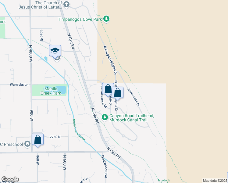 map of restaurants, bars, coffee shops, grocery stores, and more near 9157 North Canyon Heights Drive in Cedar Hills