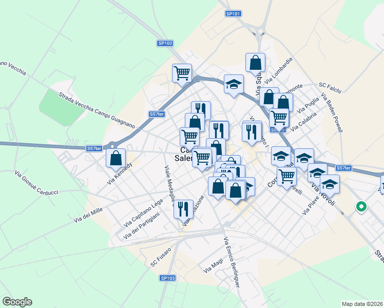 map of restaurants, bars, coffee shops, grocery stores, and more near in Campi Salentina